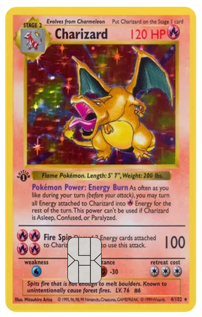 1st Edition Shadowless Charizard Holo | Credit Card Skin