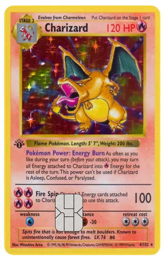 1st Edition Shadowless Charizard Holo | Credit Card Skin