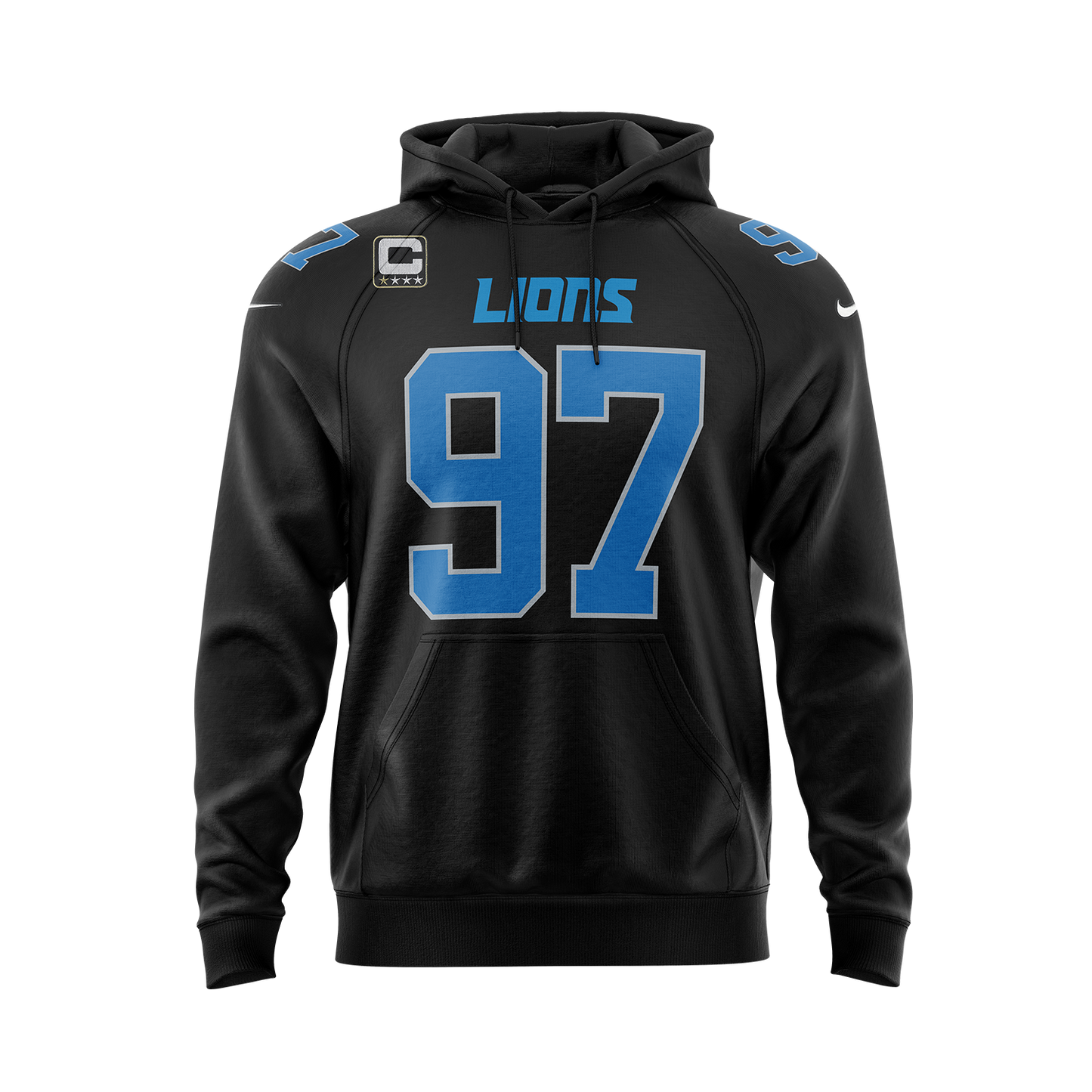 Detroit Lions Black Jersey-Inspired Hoodie